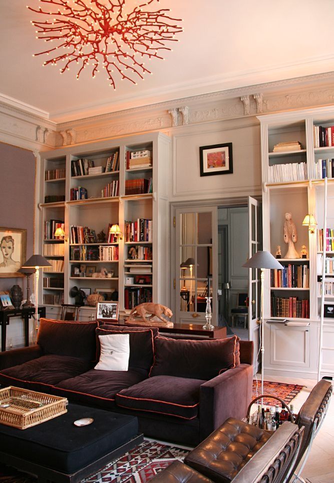 Built-in Bookshelves With Integrated Task Lighting