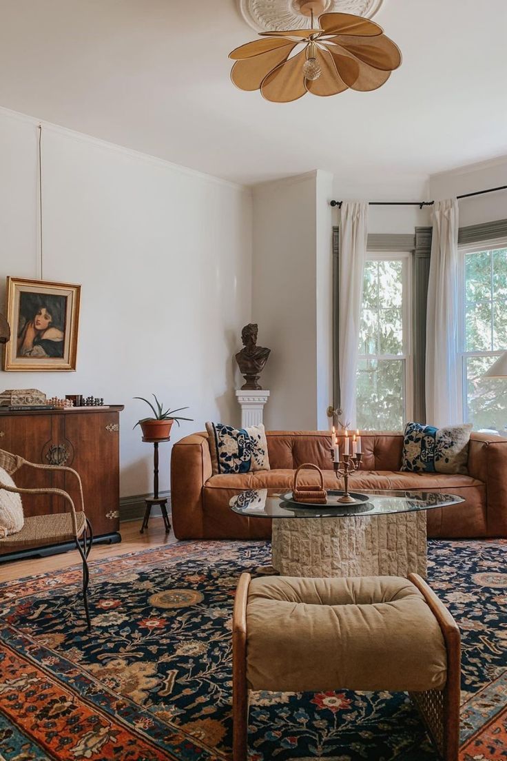 Round Brass Candlestick Adds Warm Glow to Coffee Table