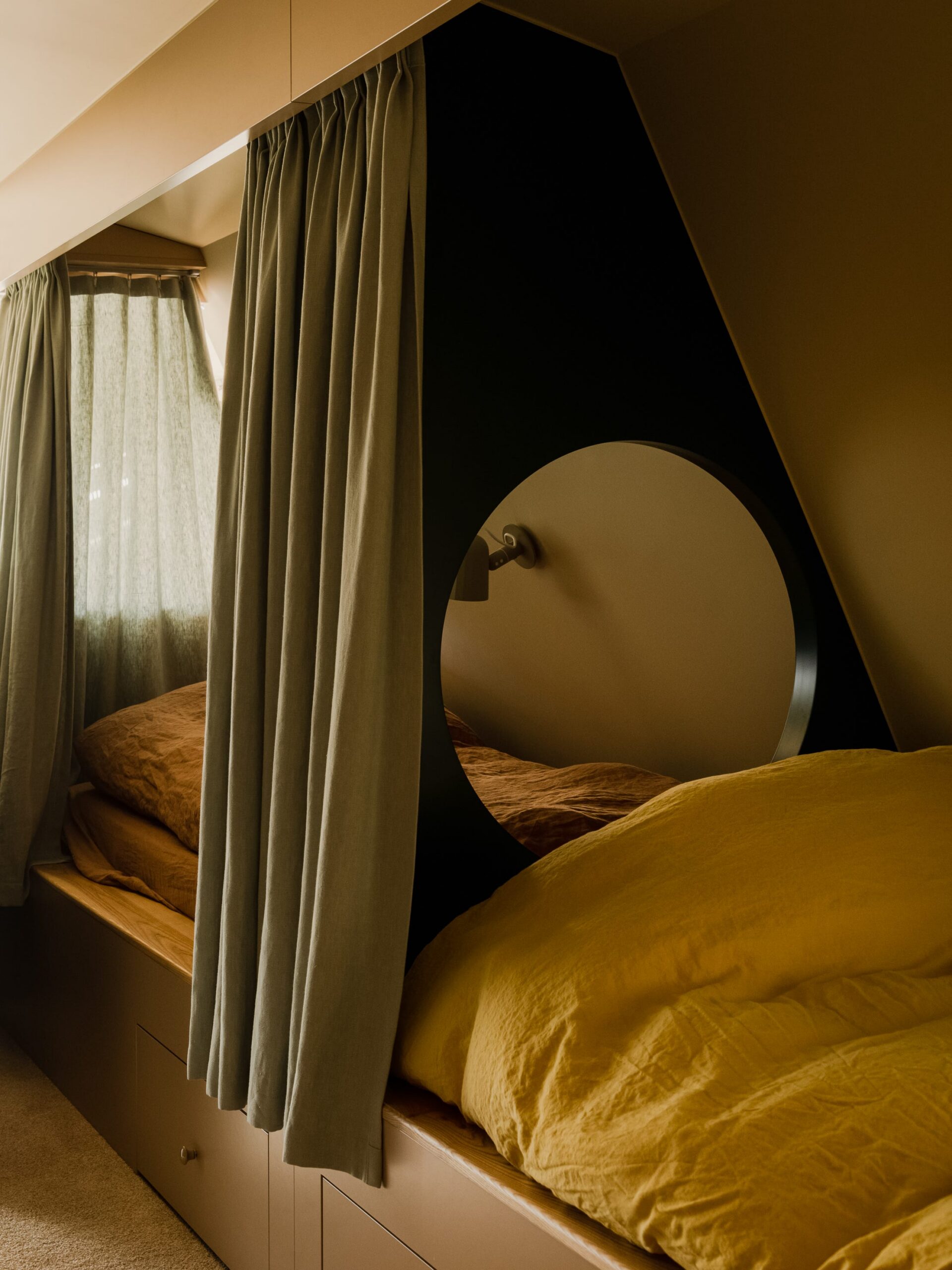 Built-in Bed Niche With Curtains for Privacy