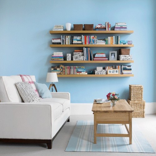 Floating Shelves With Varied Items For A Relaxed Display