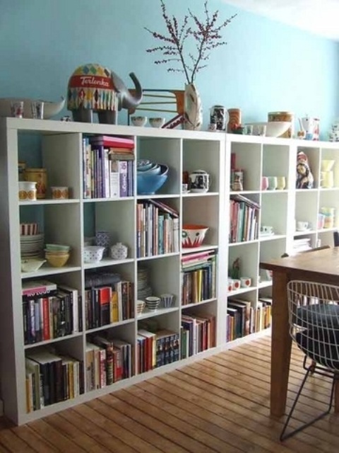 White Cube Shelving with Colorful Decor