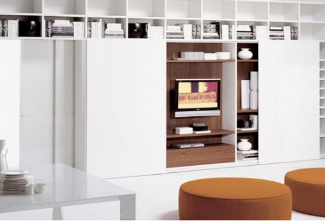 Sliding Panels Conceal Media Center