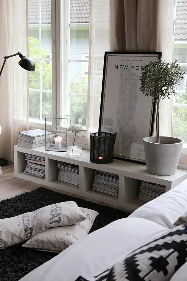 White Cube Shelving for Magazine and Decor Display