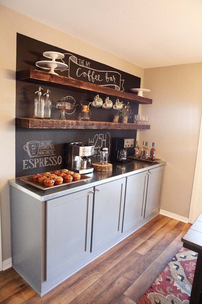 Chalkboard Wall With Floating Shelves Adds Rustic Charm