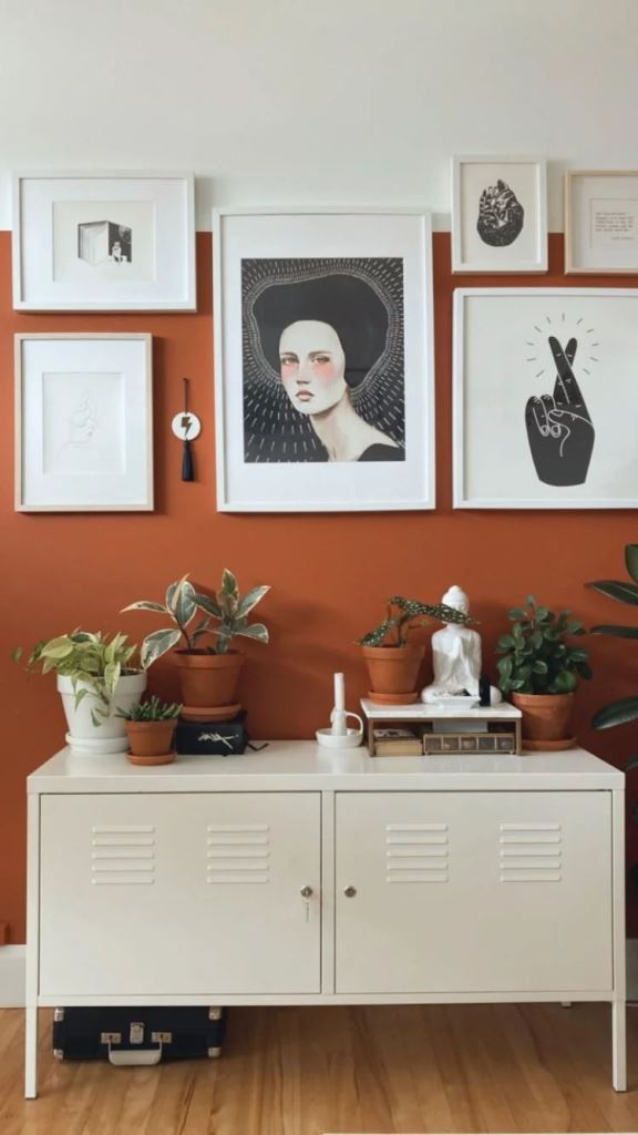 Terracotta Pots and Greenery on White Cabinets