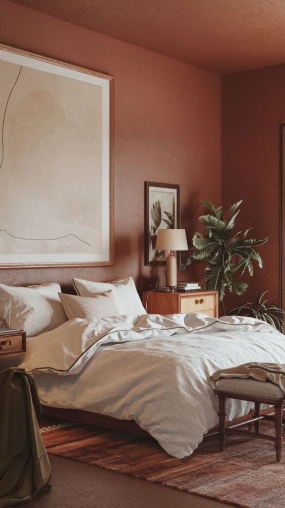 Framed Artwork Adds a Natural Focal Point Above the Bed