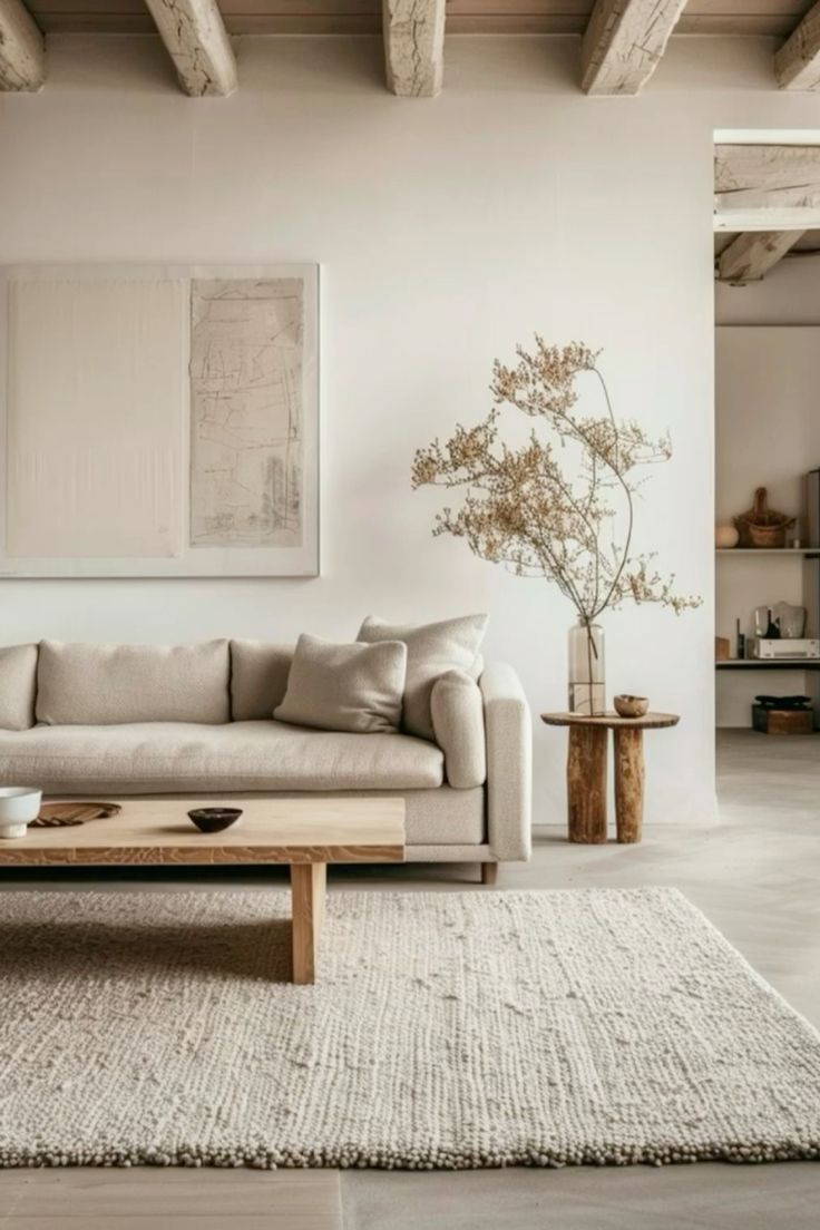 Anchor a Neutral Seating Area with a Rough-Textured Rug