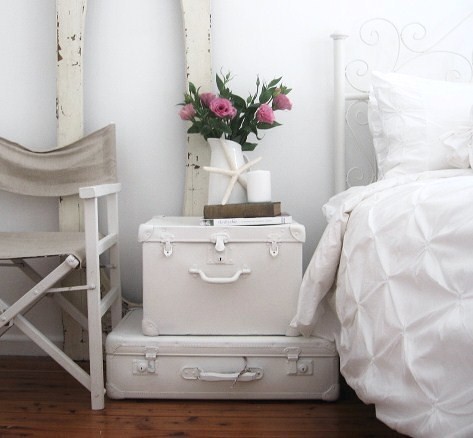 Stack White Trunks for Beachy Bedside Storage