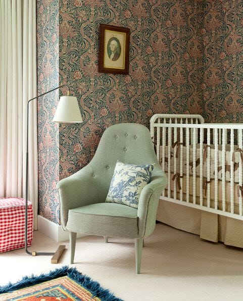 Ground a Busy Wallpaper With a Framed Portrait