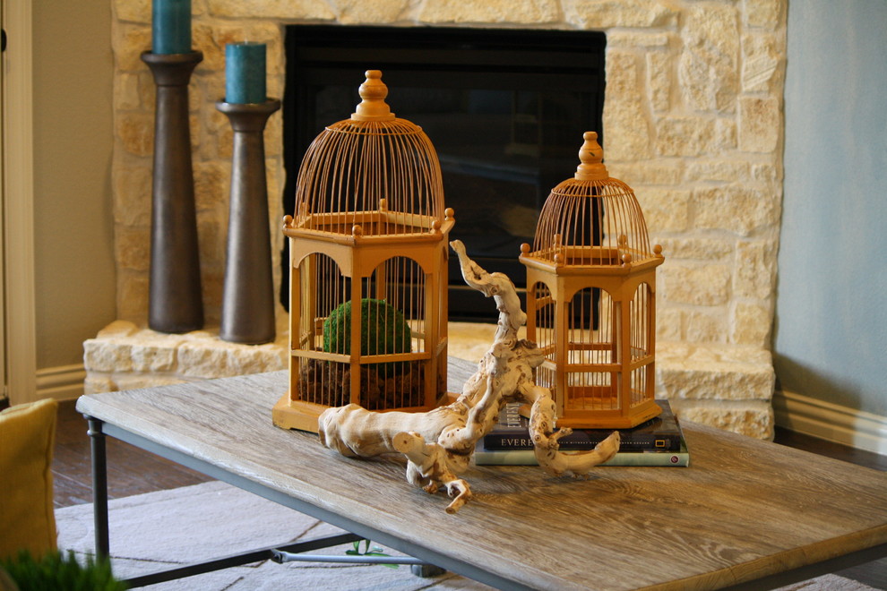 Wooden Bird Cages Display Moss Balls and Driftwood
