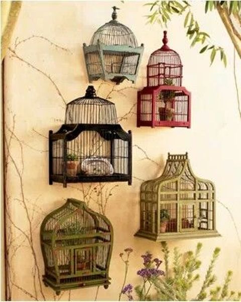 Group Assorted Bird Cages for Wall Art
