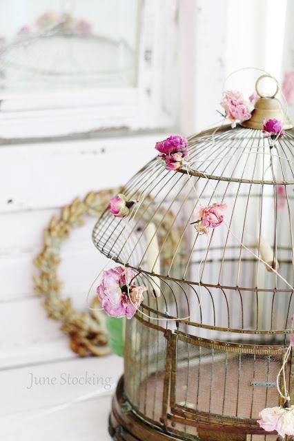 Adorn a Vintage Bird Cage with Dried Roses