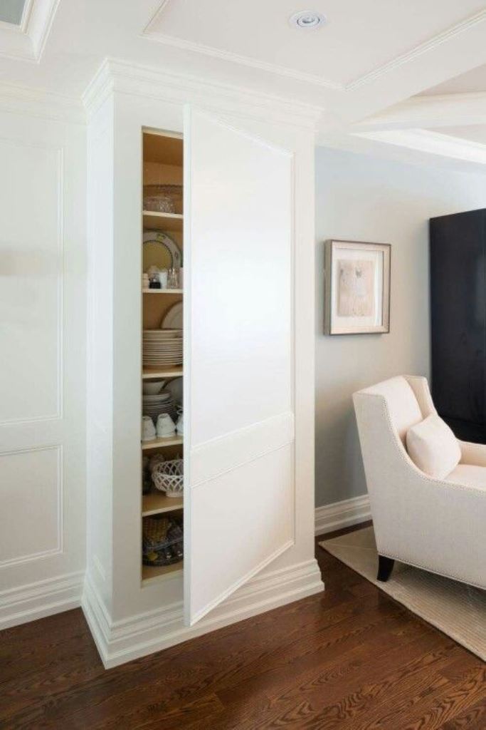 Tall, Narrow Cabinet Hides Dishes and Serveware