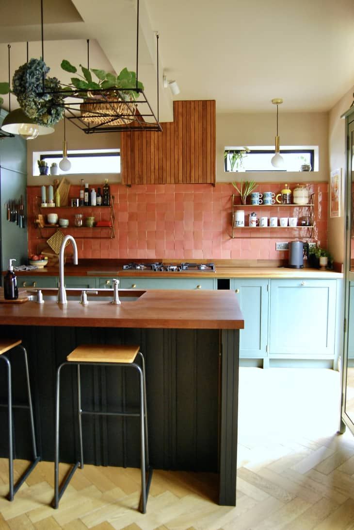Terracotta Tile Backsplash Adds Warm Texture to Kitchen