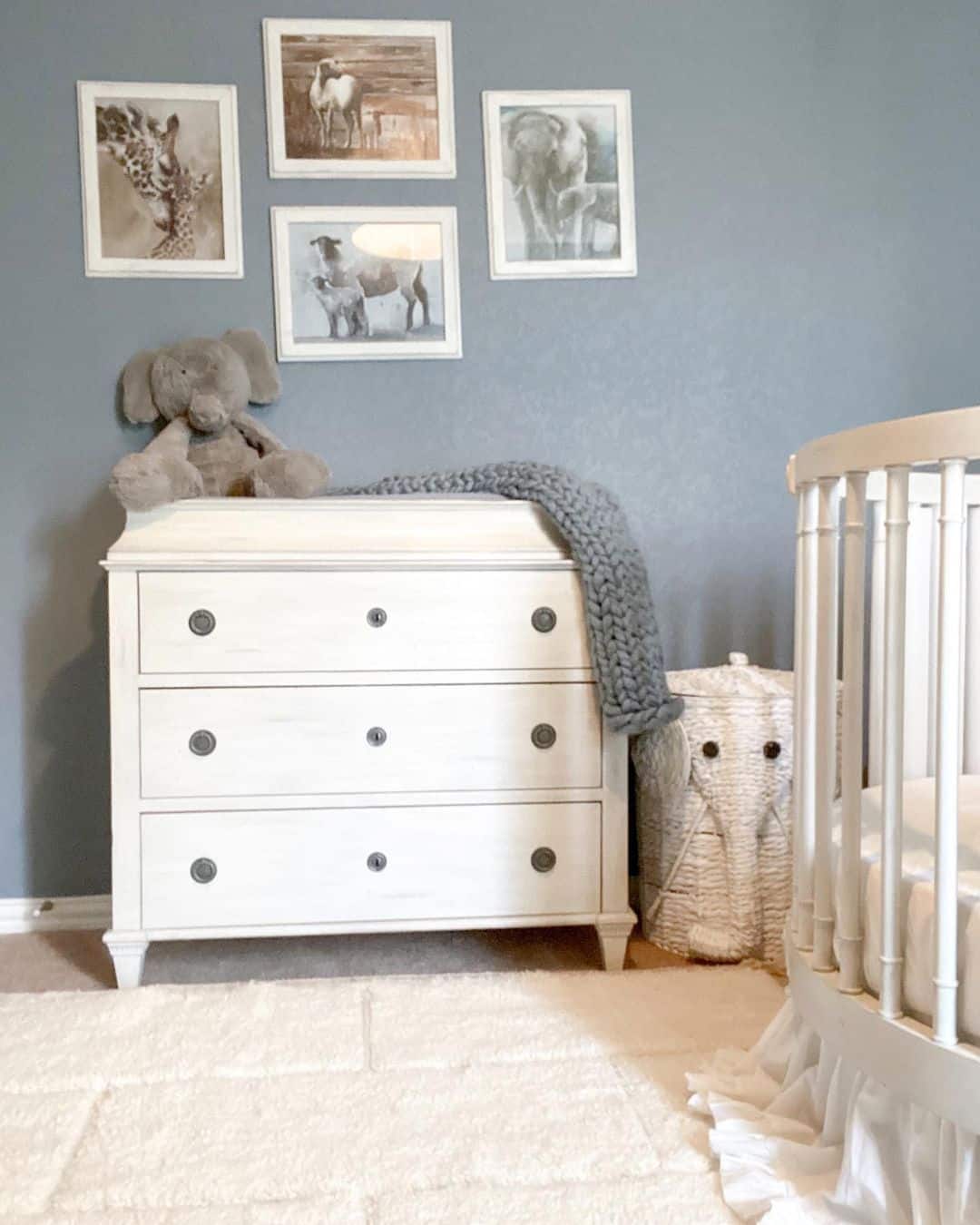 Blue and White Nursery with Elephant Décor