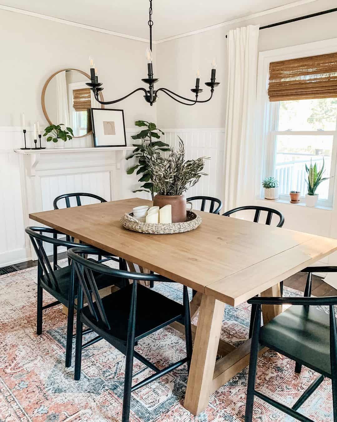 Contemporary Neutral Dining Area With a Subtle Pop of Color