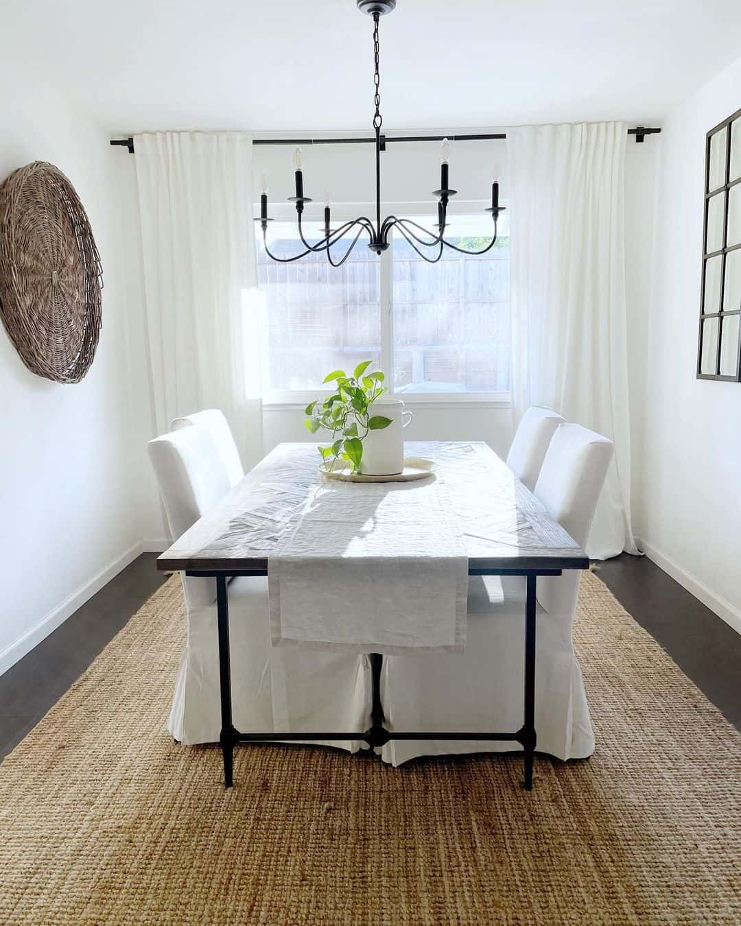 White Modern Farmhouse Dining Area