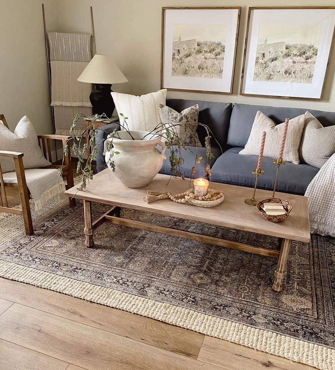 Modern Living Room with Layered Rugs