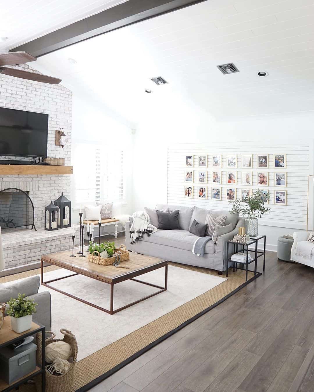 Gallery Wall in Vaulted Living Room