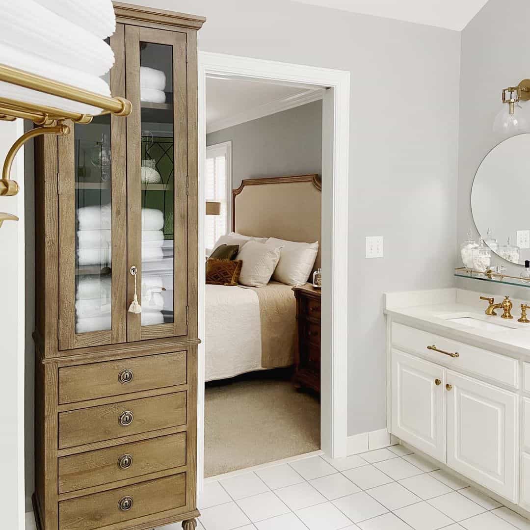 Freestanding Glass Bathroom Storage Cabinet