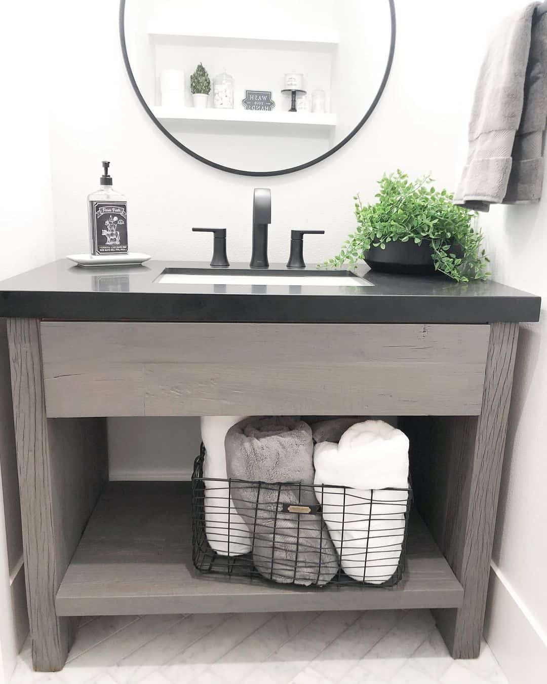 Vanity With Open Shelving