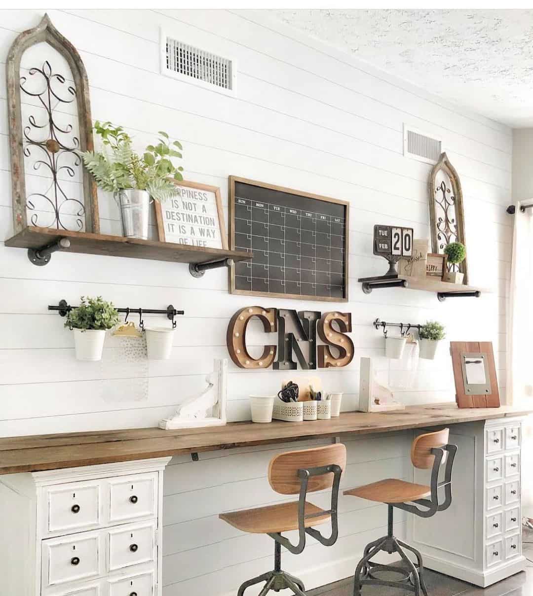 Farmhouse White Shiplap Office