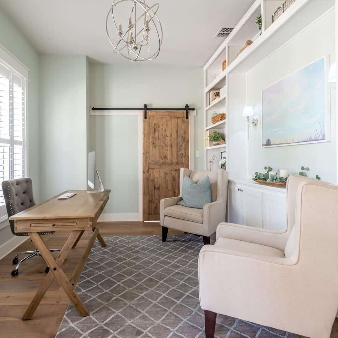 Two Armchairs on a Beige Home Office Carpet
